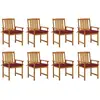 vidaXL Chaises de jardin avec coussins 8 pcs Bois d'acacia solide