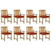vidaXL Chaises de jardin avec coussins 8 pcs Bois d'acacia solide