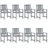 vidaXL Vidaxl Chaises De Jardin Lot De 8 Bois Massif D'acacia Gris