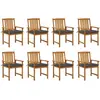 vidaXL Chaises de jardin avec coussins 8 pcs Bois d'acacia solide
