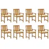 vidaXL Chaises de jardin avec coussins 8 pcs Bois d'acacia solide