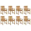 vidaXL Chaises de jardin avec coussins 8 pcs Bois d'acacia solide