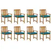 vidaXL Chaises de jardin avec coussins 8 pcs Bois d'acacia solide