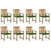 Chaises de jardin avec coussins 8 pcs Bois d'acacia solide Vidaxl Green