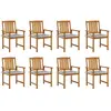 vidaXL Chaises de jardin avec coussins 8 pcs Bois d'acacia solide