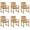vidaXL Chaises de jardin avec coussins 6 pcs Bois d'acacia massif