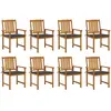 vidaXL Chaises de jardin avec coussins 8 pcs Bois d'acacia solide