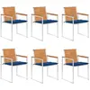 vidaXL Chaises de jardin lot de 6 avec coussins Bois d'acacia solide