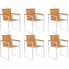 vidaXL Chaises de jardin lot de 6 Bois d'acacia et acier inoxydable