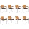 vidaXL Chaises de jardin lot de 8 avec coussins Bois d'acacia solide