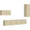 vidaXL Ensemble de meuble TV 4 pcs Chêne sonoma Aggloméré