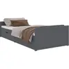 vidaXL Cadre de lit avec tiroirs Gris foncé Bois pin massif 90x200 cm