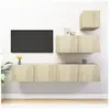 vidaXL Ensemble de meuble TV 4 pcs Chêne sonoma Aggloméré