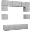vidaXL Ensemble de meuble TV 8 pcs Gris béton Aggloméré