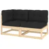 vidaXL Salon de jardin 2 pcs avec coussins Bois de pin massif