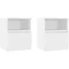 vidaXL Tables de chevet 2 pcs Blanc 40x40x50 cm Aggloméré