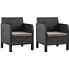 vidaXL Chaises de jardin avec coussins lot de 2 PP Rotin Anthracite