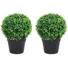 vidaXL Plantes de buis artificiel 2 pcs avec pots Boule Vert 27 cm
