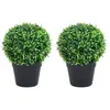 vidaXL Plantes de buis artificiel 2 pcs avec pots Boule Vert 37 cm