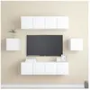 vidaXL Ensemble de meuble TV 6 pcs Blanc Aggloméré