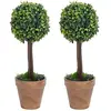 vidaXL Plantes de buis artificiel 2 pcs avec pots Boule Vert 33 cm