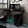 vidaXL Bureau de jeu avec pieds en forme de ZZ Noir 110x60x75 cm