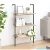 vidaXL Étagère inclinée 3 niveaux Marron clair et noir 64x35x120,5 cm