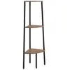 vidaXL Étagère d'angle 3 niveaux Marron foncé et noir 45,5x31,5x120 cm