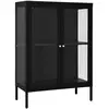 vidaXL Buffet Noir 75x35x105 cm Acier et verre