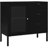 vidaXL Buffet Noir 75x35x70 cm Acier et verre trempé