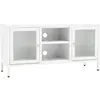 vidaXL Meuble TV Blanc 105x35x52 cm Acier et verre