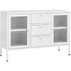 vidaXL Buffet Blanc 105x35x70 cm Acier et verre trempé