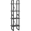 vidaXL Bibliothèque à 4 niveaux Gris 40x30x140 cm Bois de pin massif