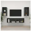vidaXL Meubles TV muraux 4 pcs Gris brillant Aggloméré