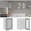 vidaXL Armoire en verre suspendue Gris béton Bois d'ingénierie 802509