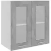 vidaXL Armoire en verre suspendue Gris béton Bois d'ingénierie 802525