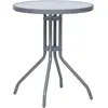 vidaXL Table de jardin Gris clair 60 cm Acier et verre