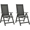 vidaXL Chaises pliables de jardin 2 pcs Textilène et aluminium Noir