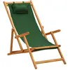 vidaXL Chaise pliable de plage bois d'eucalyptus solide et tissu vert