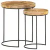 vidaXL Ensemble de table basse 2 pcs bois de manguier massif et acier
