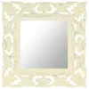 vidaXL Miroir sculpté à la main Blanc 50x50 cm Bois de manguier massif