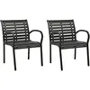 vidaXL Chaises de jardin 2 pcs Acier et WPC Noir