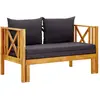 vidaXL Banc de jardin 2 places et coussins 122 cm Bois d'acacia massif