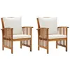 vidaXL Chaises de jardin avec coussins 2 pcs Bois d'acacia massif