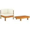 vidaXL Salon de jardin 2 pcs avec coussins blanc crème Bois d'acacia