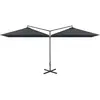 vidaXL Parasol double avec mât en acier Anthracite 600x300 cm