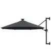 vidaXL Parasol mural avec mât métallique et LED 300 cm Anthracite