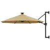 vidaXL Parasol mural avec mât métallique et LED 300 cm Taupe
