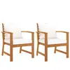 vidaXL Chaises de jardin 2 pcs avec coussin crème Bois d'acacia massif