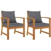 vidaXL Chaises de jardin 2 pcs avec coussin gris foncé Bois d'acacia